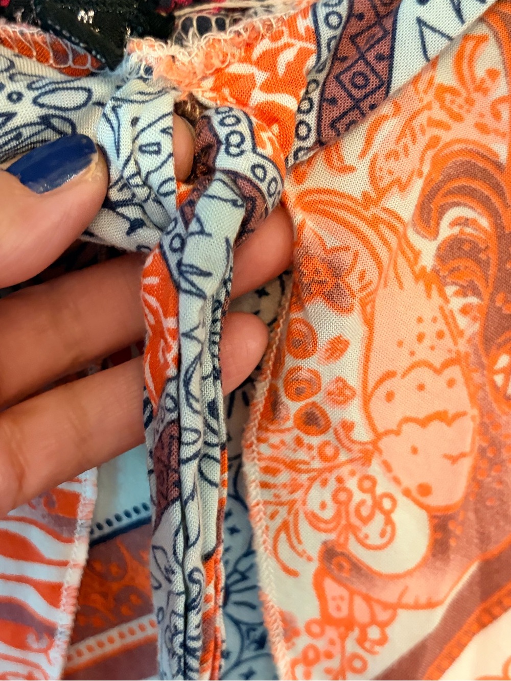 UK2LA Scarf Print Wrap Style Palazzo Pants | Boho Resort Wide Leg Rayon Pants - Picture 4 of 6